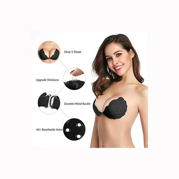 Niidor Adhesive Bra Sticky Push up Bra Silicone Bra for Backless Strapless  Dress with Nipple Petals (E Cup) Crème : : Clothing, Shoes &  Accessories