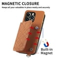 thumbnail image 4 of Elehold Luxury Leather Lanyard Wallet Case for iPhone 14 Pro Max 6.7 inch Magnetic Closure with Hand Strap Card Cash Slot Shockproof Kickstand Support Magnetic Car Mount Stylish Phone Case,Brown, 4 of 12