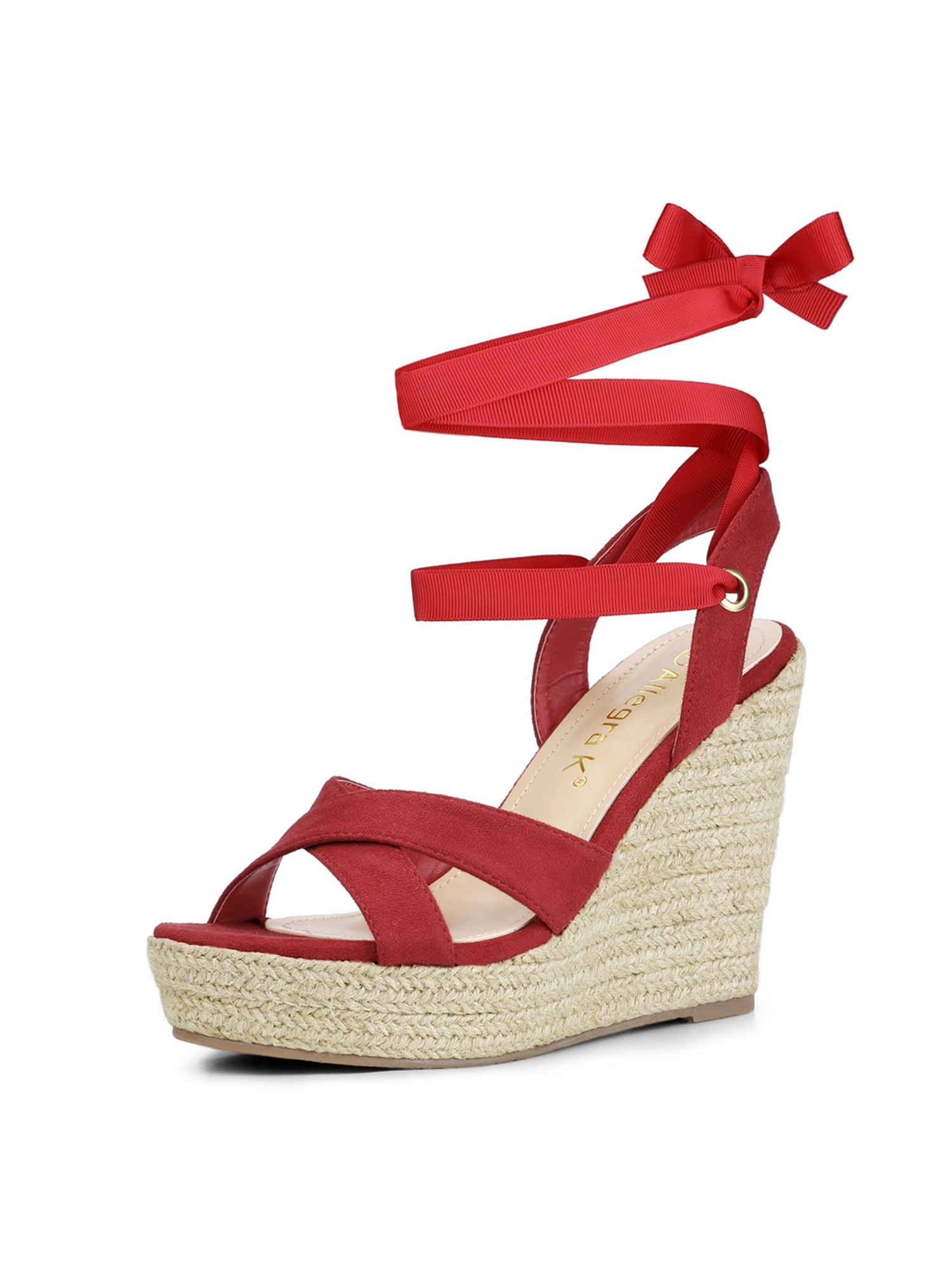 women's red wedge shoes