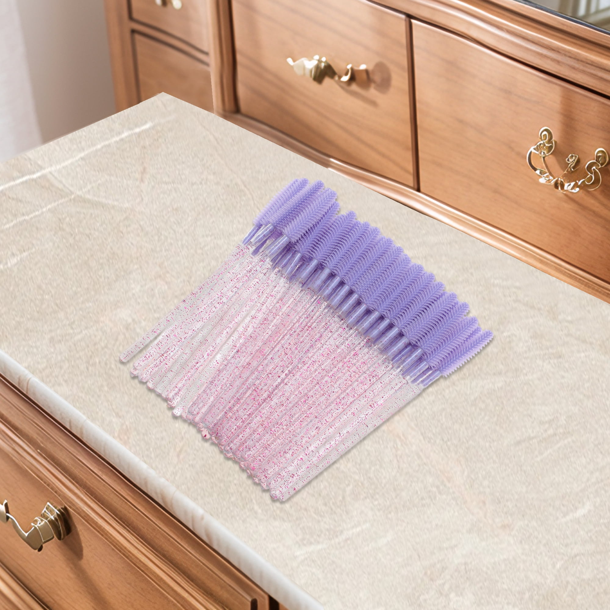 Unique Bargains 50 Pcs Portable Silicone Eyelash Brush for Bathroom Purple