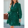 thumbnail image 5 of CUPSHE Women's Floral V Neck Mini Dress Lace Peasant Long Sleeve Elastic Waist Tie Ruffle Casual Wedding Dresses, 5 of 6