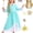 Light Aqua, variant on G*irls Halloween Princess Dress with Accessories, Blue Princess Dress with Wig Wand Crown Earrings and Star Earrings