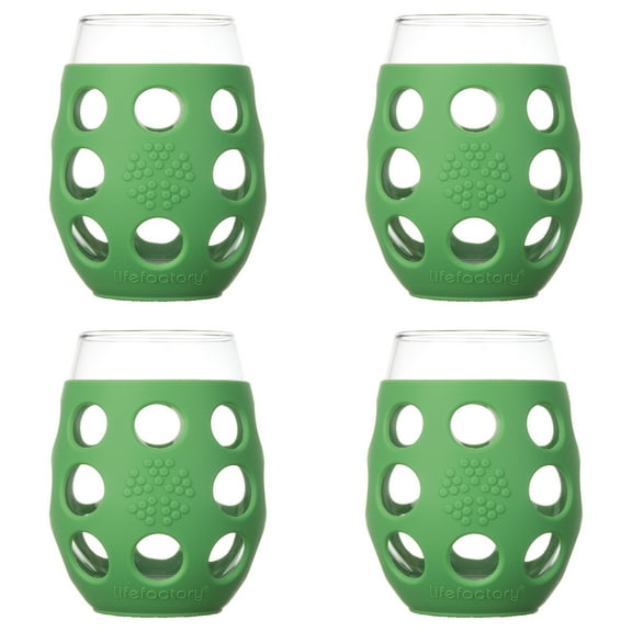 Small 11-Ounce Wine Glasses, 4-Pack, Grass Green