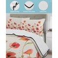 thumbnail image 4 of Quilts Full Size Bedding Set, Red Poppy Lightweight Quilted Comforter, Spring Summer Flowers Botanical Rustic Soft Reversible Bedspread Coverlet with Pillow Covers for All Season, 78" x 90", 4 of 7