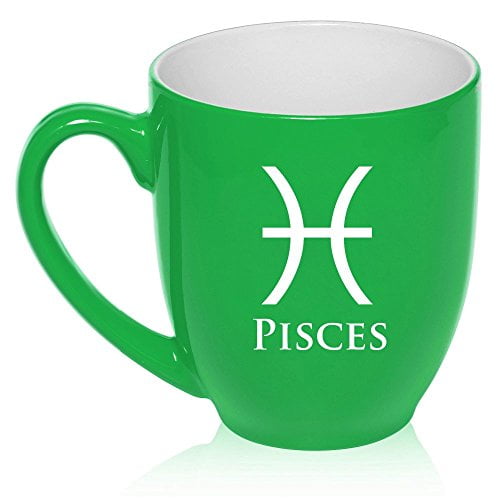 16oz Bistro Mug Coffee Glass Tea Cup Zodiac Horoscope Birth Sign Pisces 