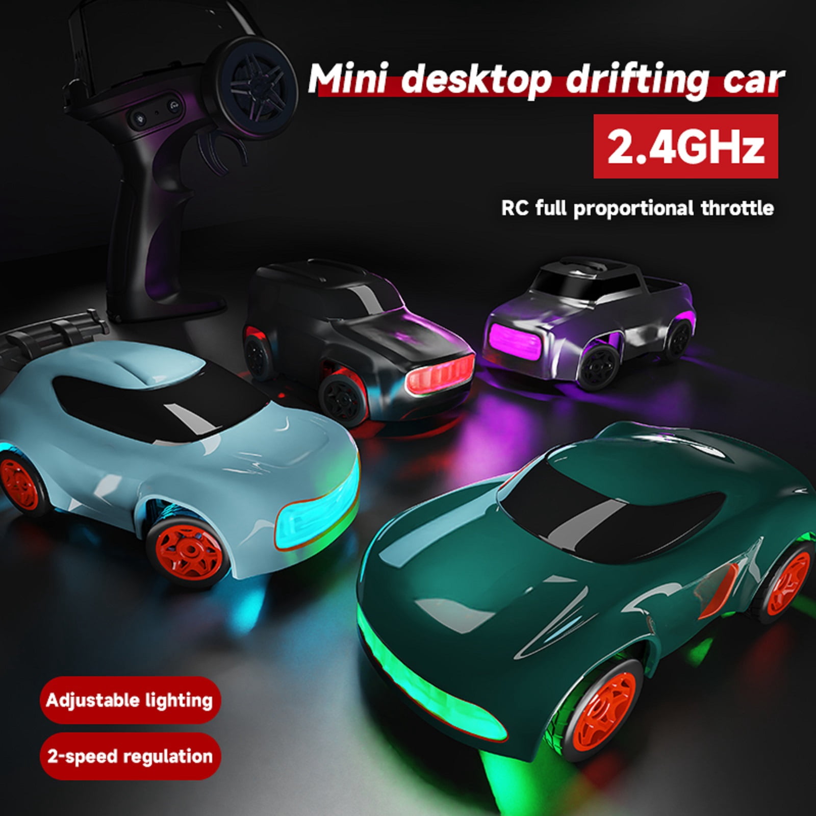 Desktop Drift Car, 2.4GHz Electric Mini Full Proportional Remote Control Car, Rechargeable RC Drift Toy with Instant Acceleration Button