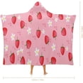 thumbnail image 2 of Cloak Hooded Blankets Pink Strawberry Wearable Blanket for Adults Kids for Bed Sofa Bedding, 2 of 6