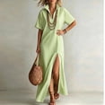 thumbnail image 1 of Sentmoon Robes à Manches Courtes pour Femmes Respirantes Coupe Régulière Grande Taille Robes d'Été 2026 Imprimé à Rayures Manches Courtes Col en V Robe de Collation des Grades pour Femmes pour Boîte de Nuit et Bar S-TTG, 1 of 8
