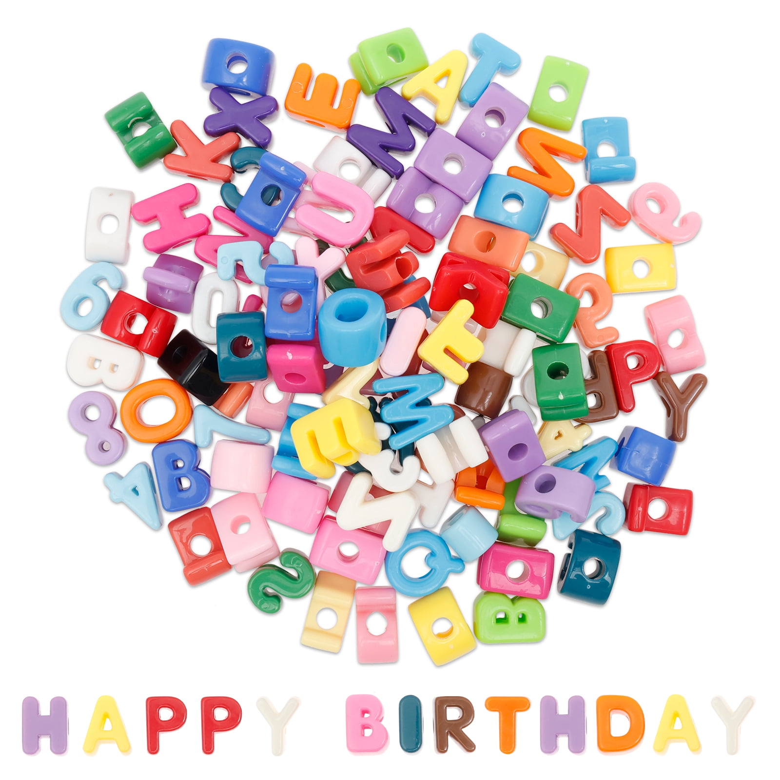 Chunky Letter Number Beads Set, 108pcs Standard Size Alphabet & Number Blocks with Large Holes for DIY Friendship Bracelets & Jewelry Making