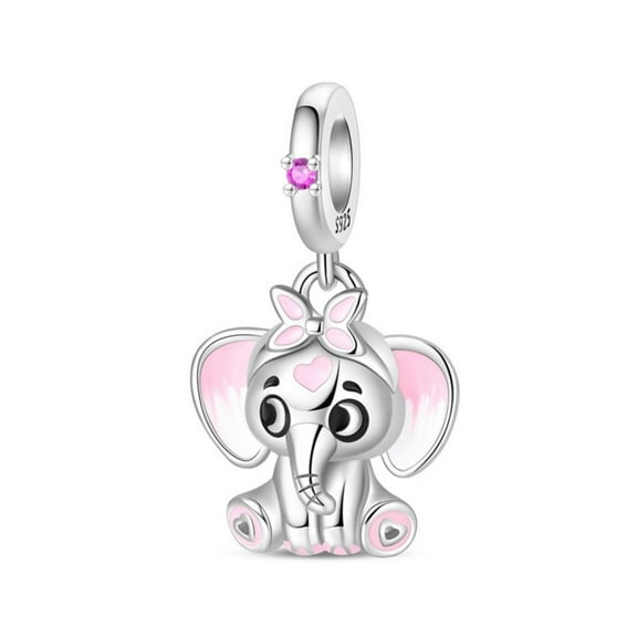 KUNSIR 925 Sterling Silver Charm Cute Elephant Dangle For European Bracelets DIY