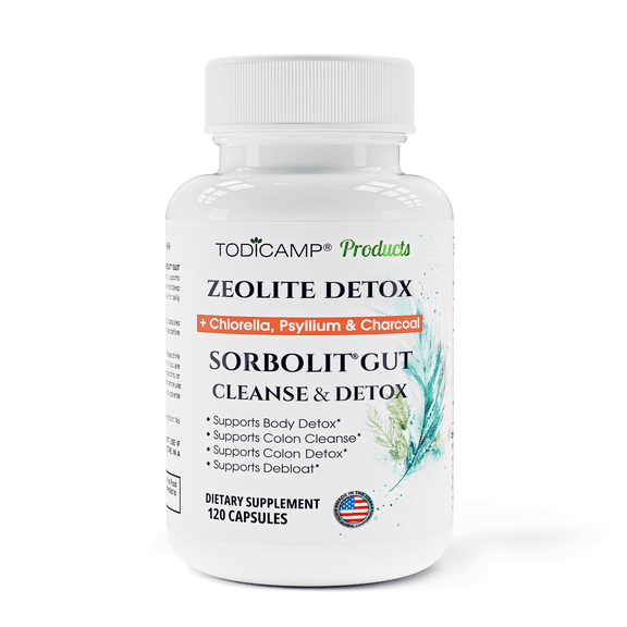 SORBOLIT Colon Cleanse Formula   Debloat - Zeolite Detox, Chlorella, Activated Charcoal & Psyllium Husk Fiber for Gut Health, Gut Cleanse, Colon Detox & Digestive Balance – 120 Vegan Capsules