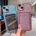 thumbnail image 6 of Compatible for iPhone 13 6.1 Inch Bling Plating Case with Card Slot, Cute Clear Glitter Phone Case for Women Girls Soft TPU Shockproof Back Cover for iPhone 13 Blue, 6 of 14