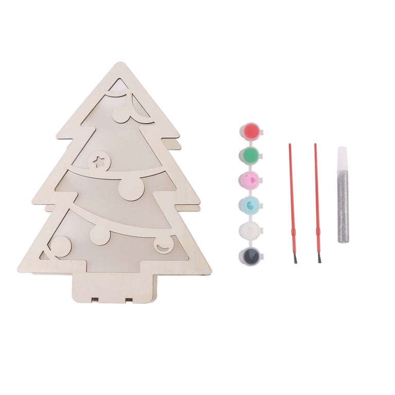 Baker Ross Wooden Christmas Tree Decorations - Pack Of 12, DIY Kids Craft Project