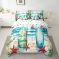 thumbnail image 2 of Erosebridal Beach Surfboard Bedding Sets Twin Size, Summer Holiday Comforter Sets with Sheets, Cute Starfish Reversible Bed Set, Breathable Room Decorative, 7pcs, 2 of 6