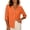 Orange, variant on Women's V Neck 3/4 Sleeve Button Doen Blouse Crinkle Textured Loose Tunic Shirt Business Casual Commute Top for Daily Vacation Wear White