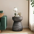 thumbnail image 2 of COSIEST 14'' Round Outdoor Side Table with Chessboard, Concrete and Faux Wooden, Garden End Table,Gray, 2 of 7
