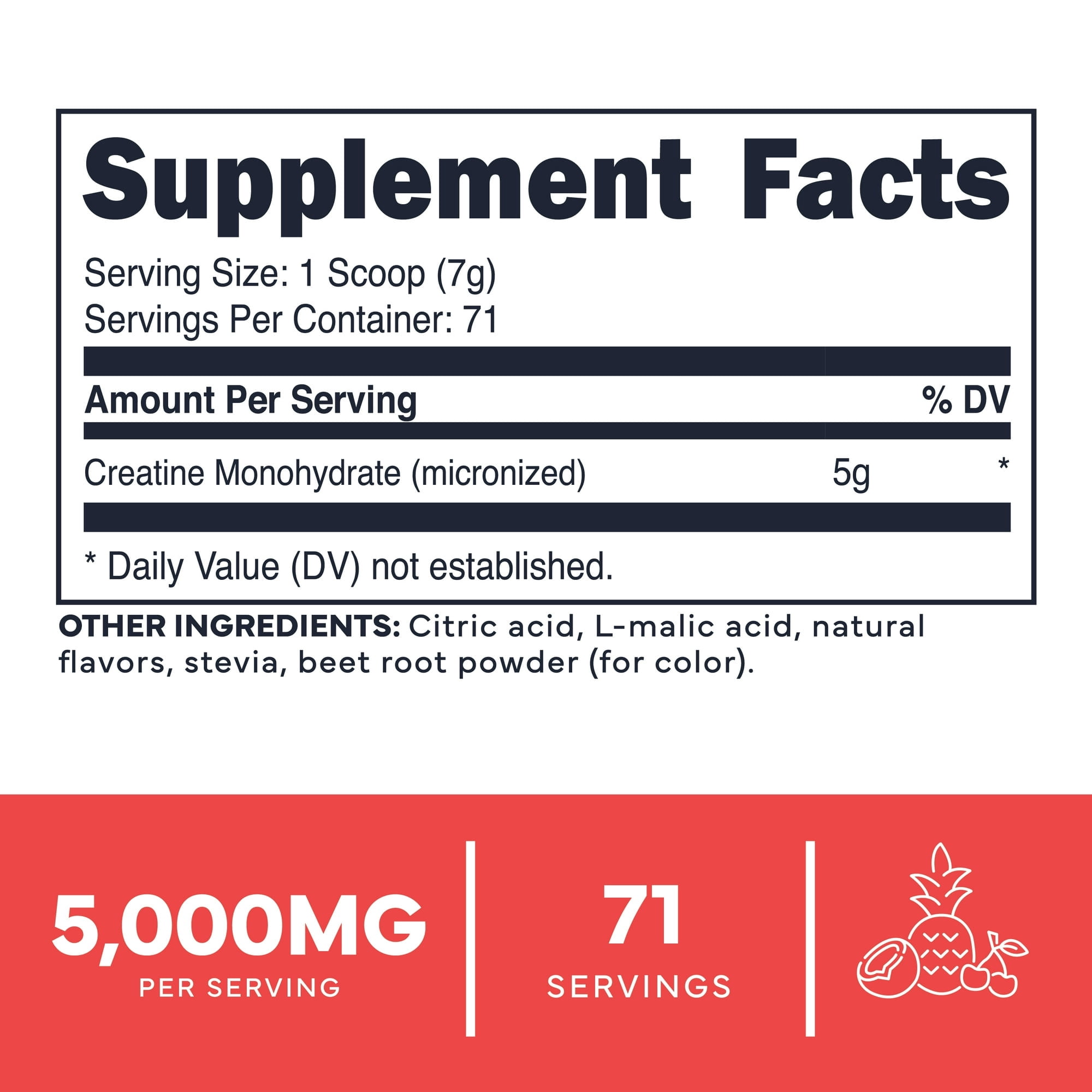 TypeZero Creatine Monohydrate Powder 500 Grams, Tropical Punch Flavored - Gluten-Free