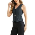 thumbnail image 4 of INSPIRE CHIC Womens' Business Formal Button Front Closure V Neck Vest with Belt Pockets, 4 of 4
