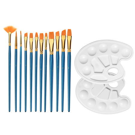 VicTsing Paint Brush (Set of 12) , Paint Tray Palette( 2 pieces ), Premium Nylon Brushes for Watercolor, Acrylic & Oil (Best Paint Brushes For Watercolor)