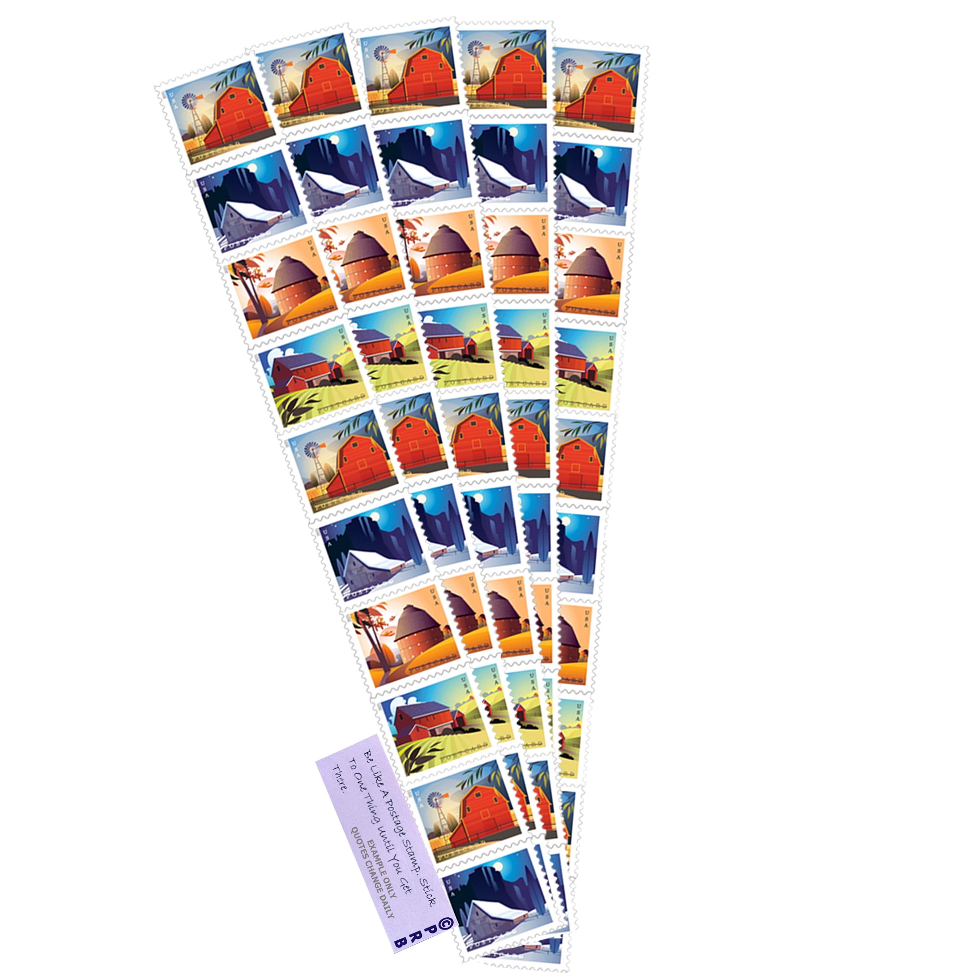 Barn POSTCARD RATE USPS Postage Stamp 1 Strip of 50 US Forever First