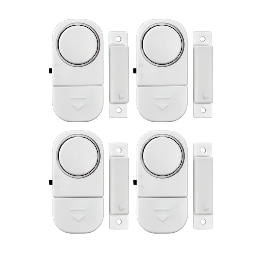 4Pc Door Window Alarm - 120Db Loud Magnetic Sensor, Battery Operated, Easy Install - For Home, Office, Apartment, Shop Security, Burglar Prevention