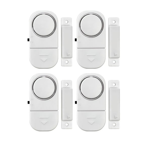 4Pc Door Window Alarm - 120Db Loud Magnetic Sensor, Battery Operated, Easy Install - For Home, Office, Apartment, Shop Security, Burglar Prevention