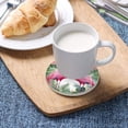 thumbnail image 5 of Coolnut Two Flamingos Coaster, Drinks Round Absorbent Stone Set with Ceramic Stone and Cork Base, Tabletop Protection Mats and Cups Place for 4PCS Home Decor, 5 of 6