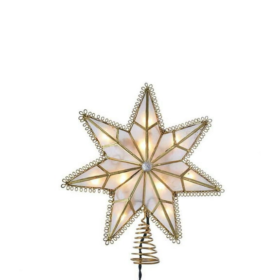 Kurt Adler 10-Light Capiz Star with Wire and Center Gem Treetop