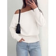 thumbnail image 3 of PRETTYGARDEN Womens Off The Shoulder Sweater Fall Fashion Soft Stretchy Knit Fabric, Batwing Long Sleeve Cinched Waist Cropped Sweaters, Date Night Outfit, Asymmetrical Going Out Tops, 3 of 8