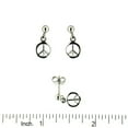 thumbnail image 2 of 18K Solid White Gold Peace Sign Stud Post Earrings, 2 of 3