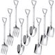 thumbnail image 1 of 9 piezas de mini cucharas y tenedores para fiestas en casa, cocinas, restaurantes, bistrós (plata), 1 of 7