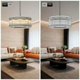 thumbnail image 5 of 37" Modern Black Round Chandelier,2-Tier 8-Light Water Ripple Crystal Glass Chandeliers,for Dining Room,Living Room,Bedroom,High Ceiling,Foyer Entryway,Luxury Chandelier, 5 of 9