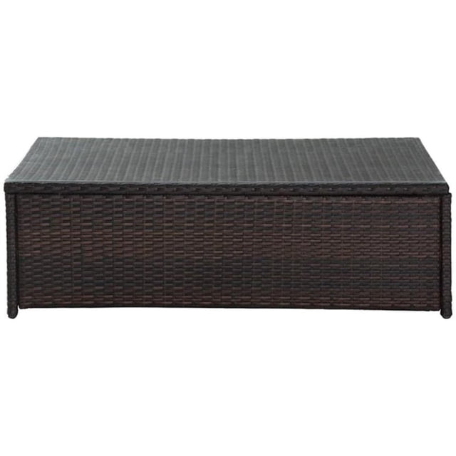 Afuera Living 44" Glass Top Wicker Patio Coffee Table in Brown