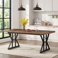 thumbnail image 2 of Farmhouse Dining Table For 6 People, 70.8-Inch Rectangular Rustic Wood Table With Heavy Duty Metal Legs, Multifunctional Kitchen Table For Dining Room (Brown&Black), 2 of 7