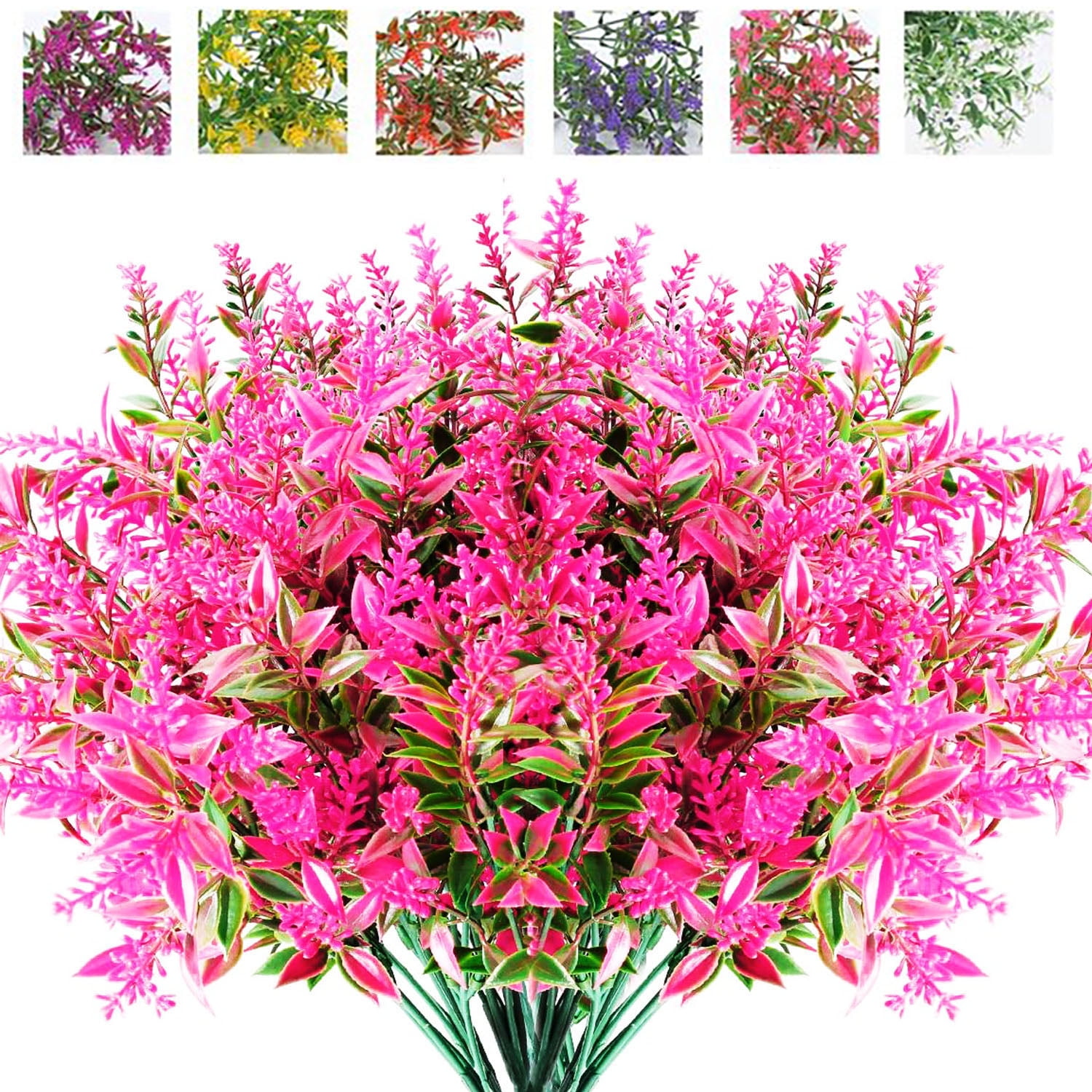 8 Bundles Artificial Lavender Flowers, Fake Flowers Outdoor UV