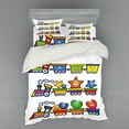 thumbnail image 2 of Ambesonne Cartoon Bedding Set 3 Pcs, Cheerful Happy Trains, Twin XL, Multicolor, 2 of 3