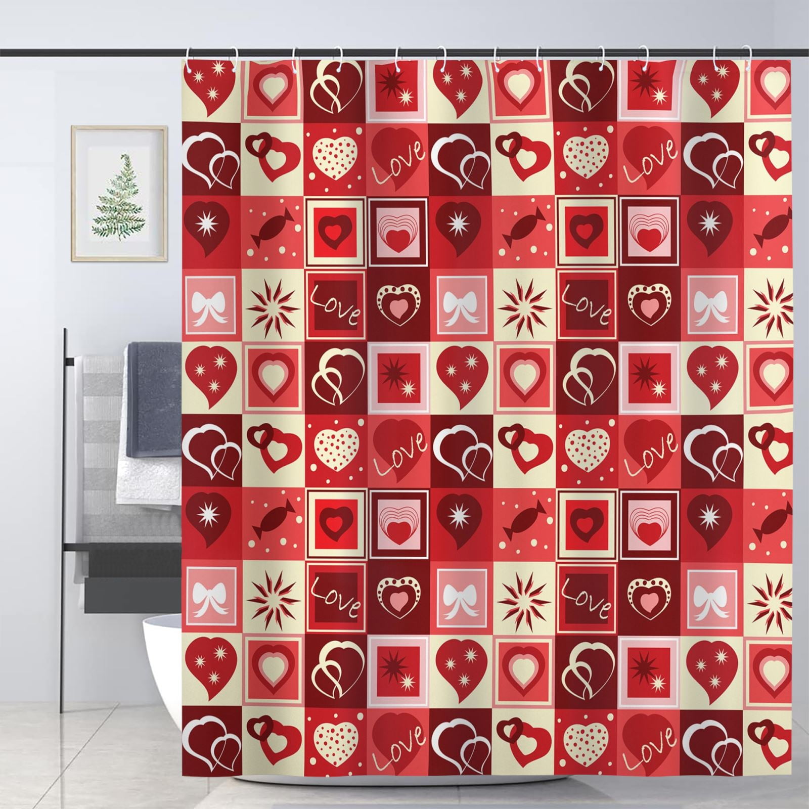 JOOCAR Red Shower Curtain for Bathroom Decoration Fabric Shower Curtain