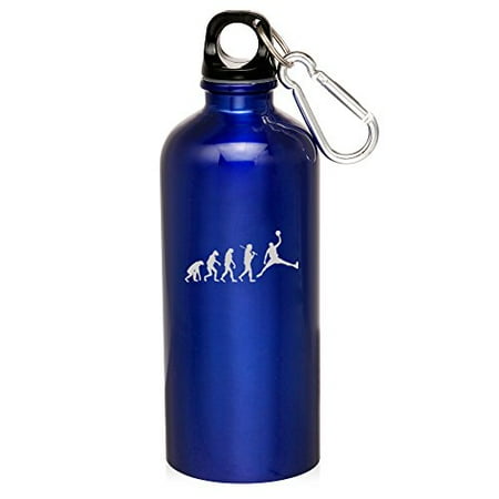 20oz Aluminum Sports Water Bottle Caribiner Clip Evolution Basketball (Blue)