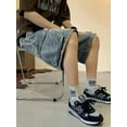 thumbnail image 4 of EMMIOL Men's Y2K Denim Shorts Mid Elastic Waist Baggy Jean Shorts Loose Fit Jorts Retro Hip Hop Shorts, 4 of 6