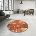 thumbnail image 3 of Ahgly Company Indoor Round Abstract Orange Patchwork Area Rugs, 6' Round, 3 of 6