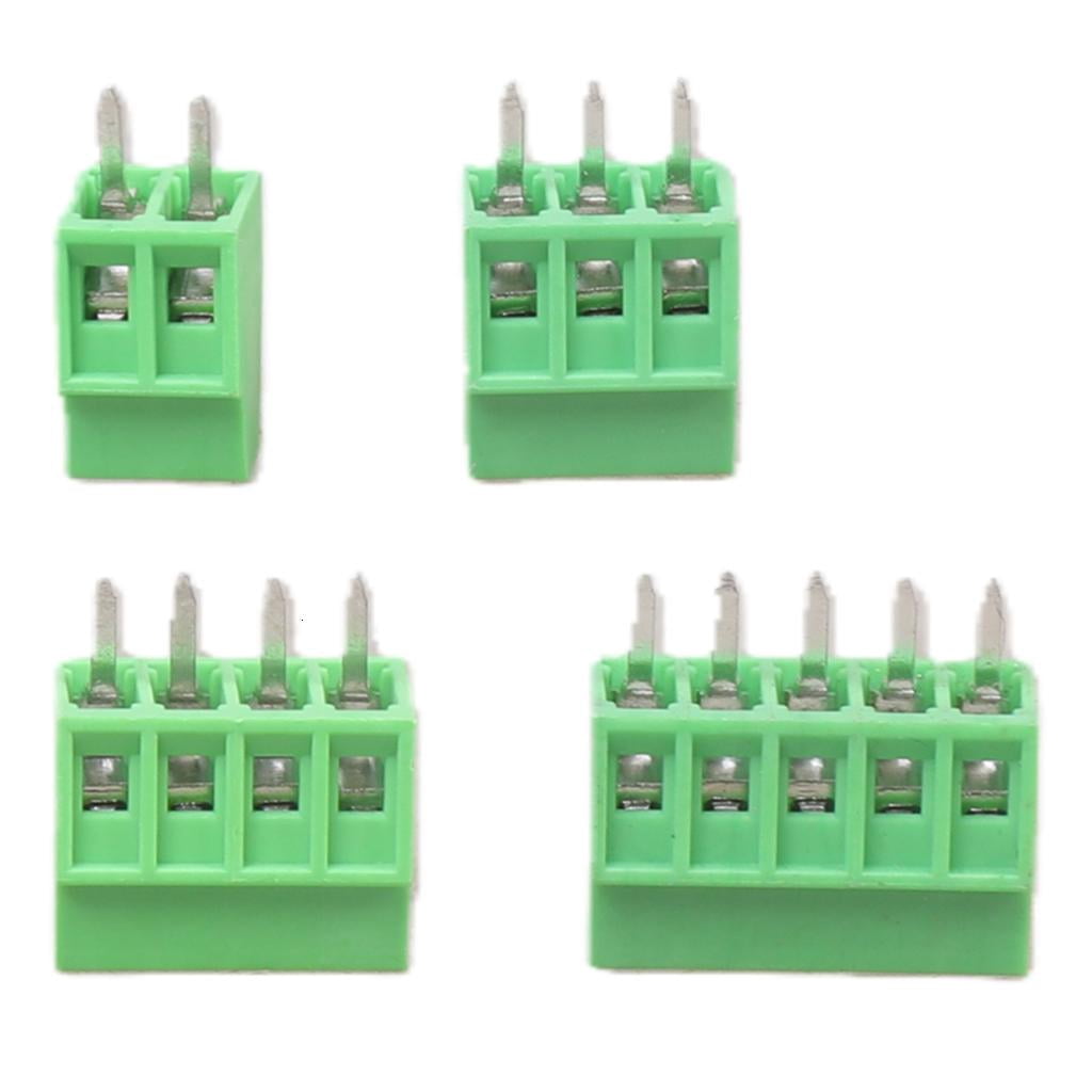 52Pcs PCB Wiring Terminals 2.54mm Pitches PCB Mount Screw Terminals Block Straight Pin 2/3/4/5Pin Circuit Board Connecto