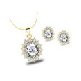 thumbnail image 2 of Paris Jewelry 18K Yellow Gold Created White Sapphire CZ 2 Carat Oval Necklace Plated 18 inch Women, 2 of 5