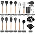 thumbnail image 2 of Silicone Kitchen Utensils Set,35pcs Non-Stick Silicone Cooking Utensils Set,Includes Spatula,Slotted Spoon,Spoon,Pasta Fork，Pizza Wheel,Hook & More (Dark Grey), 2 of 7
