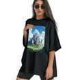 thumbnail image 3 of Plus Size Shirt for Women Black Tops for Women Short Sleeves Shirt for Women Castle (57） T Shirt Crewneck Shirt for Women XS, 3 of 5