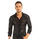 thumbnail image 3 of Camiseta de discoteca de los años 70 para hombre, ropa de disfraces holográfica con lentejuelas brillantes, malla transparente, ropa de club, camiseta de actuación de baile de discoteca, 3 of 5