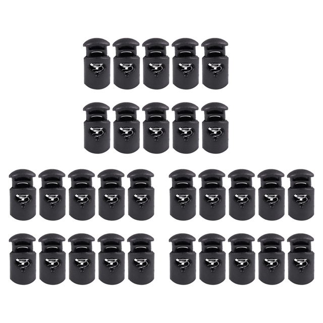 Orificio de 8 mm de DiáMetro, CordóN TapóN de CordóN MosquetóN para Cordones, Negro, 30 Uds.