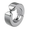 thumbnail image 2 of Anvazise 1Pc Men Titanium Steel Round Non-Pierced Ear Cuff Clip Earring Pendant for Party Club Silver Earring, 2 of 13
