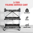thumbnail image 3 of DNA MOTORING TOOLS-00430 3 Tier Folding Rolling Service CartCollapsible Utility Cart for Warehouse Workshops Restaurants, 3 of 7