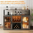 thumbnail image 6 of Luku Bar / Liquor Cabinet with Power Outlets Led Lights and Glass Holder, for Home, Kitchen, Gray, 6 of 7