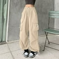 thumbnail image 3 of Gvdentm Women's Cargo Pants High-Waisted Wide Leg Lightweight Stretch for Work Casual Outdoor Beige,M, 3 of 3